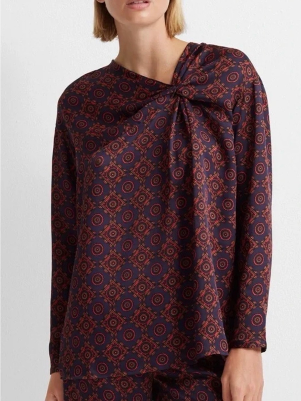 Ralph Lauren Geometric Knot-Detail Long-Sleeve Top